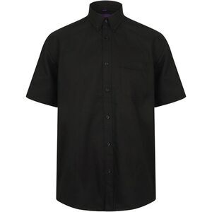 Henbury Mens Wicking Anti-bacterial Short Sleeve Work Shirt / Black